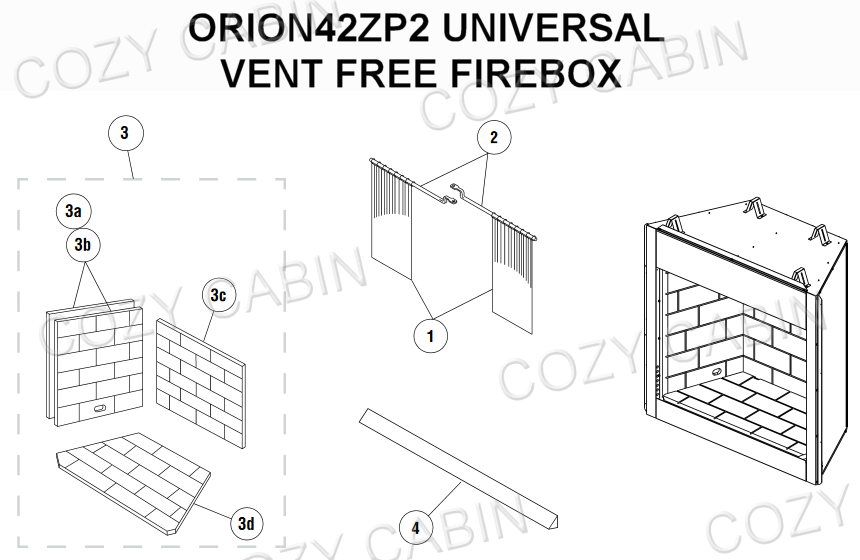 UNIVERSAL VENT FREE FIREBOX (ORION42ZP2) #ORION42ZP2